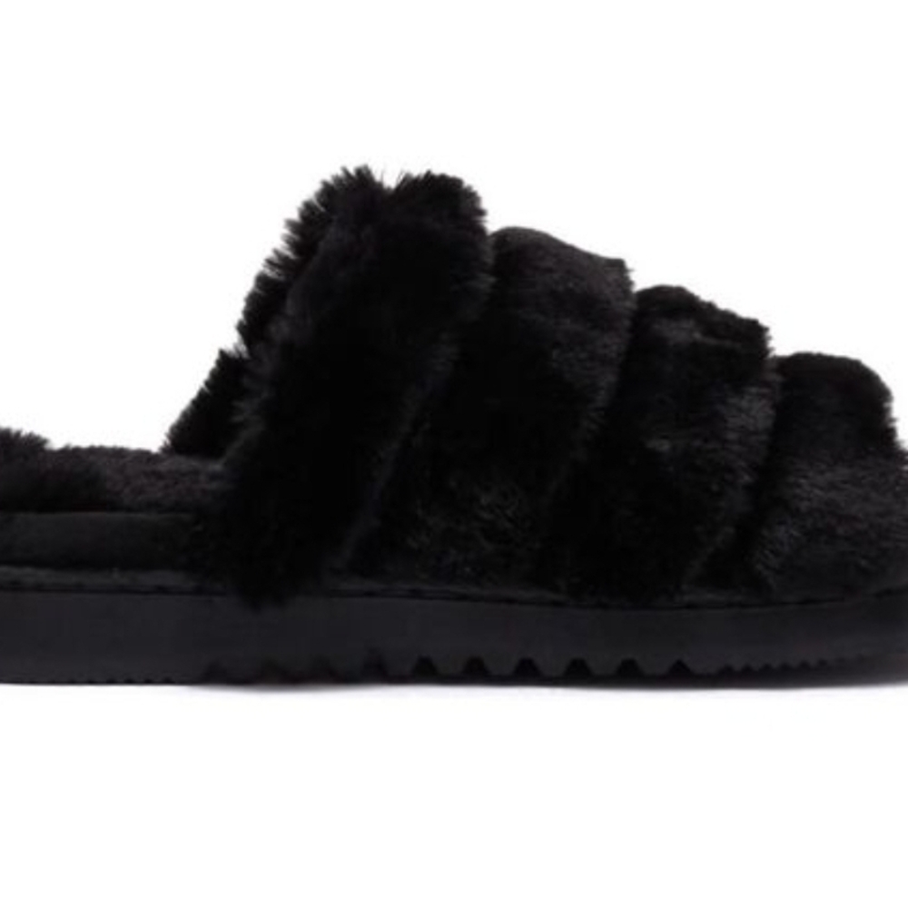 Abound Black Faux Fur Slippers, Women’s Size 5/6